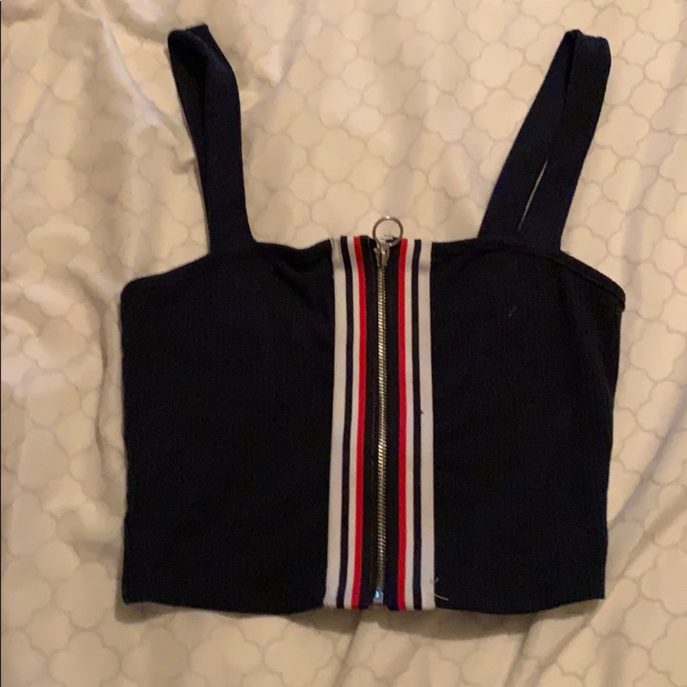 Zip up stripped shirt